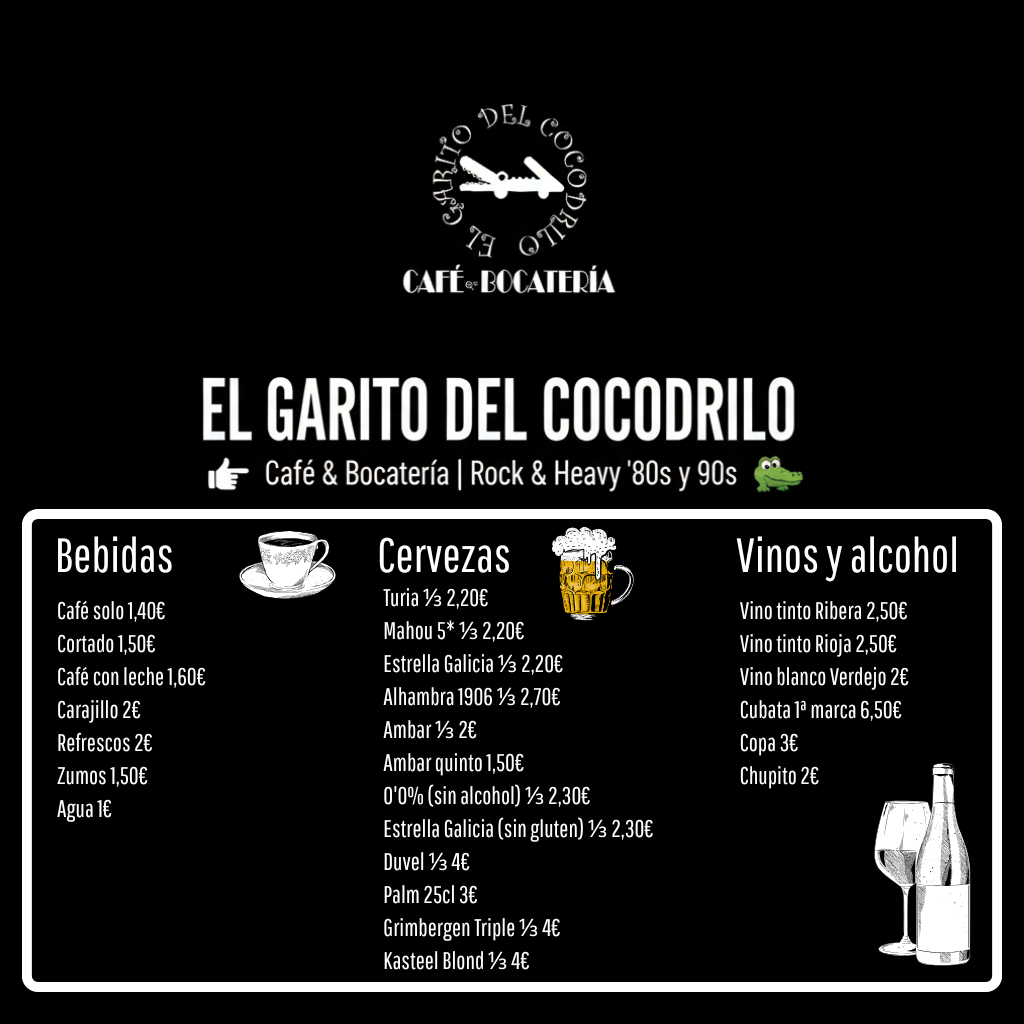 Carta Bebidas - El Garito del Cocodrilo